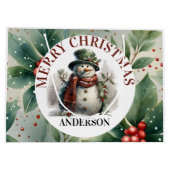 雪だるまかわいいクリスマスウィッシュ紙プレート ラージペーパーバッグ (裏面)