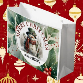 雪だるまかわいいクリスマスウィッシュ紙プレート ラージペーパーバッグ