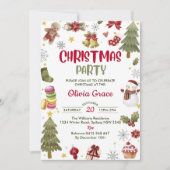雪だるまかわいいクリスマスパーティー 招待状 (正面)