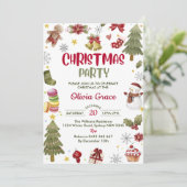雪だるまかわいいクリスマスパーティー 招待状 (スタンド正面)