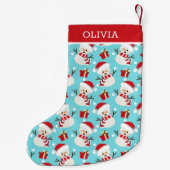 雪だるまかわいい冬のホリデークリスマスパターン スモールクリスマスストッキング (裏面)