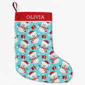 雪だるまかわいい冬のホリデークリスマスパターン スモールクリスマスストッキング (正面)