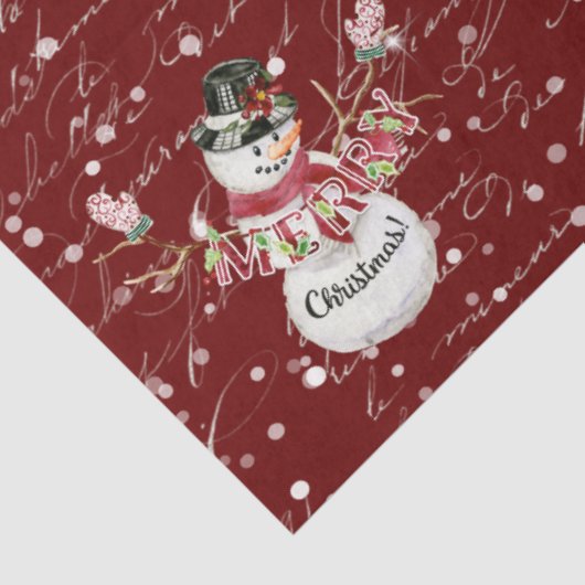 雪だるまかわいい水の色メリークリスマスタイポグラフィ 薄葉紙 (詳細)