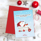 雪だるまがクリスマスカードを水に浸している 招待状