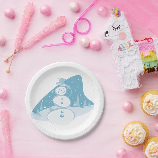 雪だるまがトップハットを着ている ペーパープレート (パーティー)