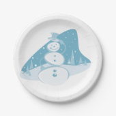 雪だるまがトップハットを着ている ペーパープレート (正面)