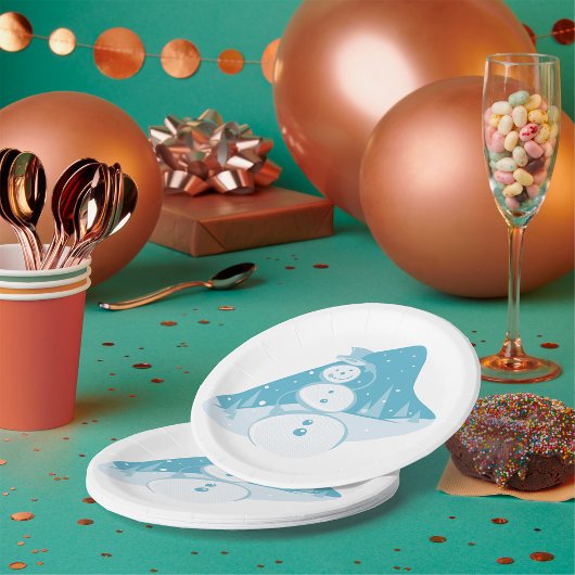 雪だるまがトップハットを着ている ペーパープレート