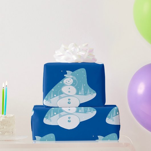 雪だるまがトップハットを着ている ラッピングペーパー