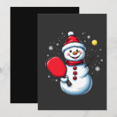 雪だるまがピックルボールで遊ぶ クリスマス好き 招待状 (正面/裏面)