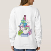 雪だるまがプレゼントの上でくつろぐ スウェットシャツ (裏面)