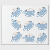 雪だるまが付いているココア ラッピングペーパー (フラット)