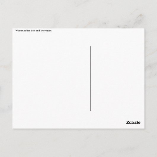 雪だるまが付いている冬の警察箱 ポストカード (裏面)