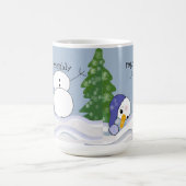 雪だるまが助けを必要としている面白いデザイン コーヒーマグカップ (中央)