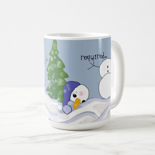 雪だるまが助けを必要としている面白いデザイン コーヒーマグカップ (正面右)