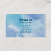 雪だるまが寒い冬の雪の中で手を振って微笑む 名刺 (裏面)