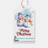 雪だるまが描かれたチャーミングな手作りクリスマスタグ ギフトタグ (正面)