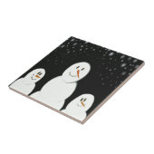 雪だるまが星空の夜を楽絵画しむ タイル (側面)