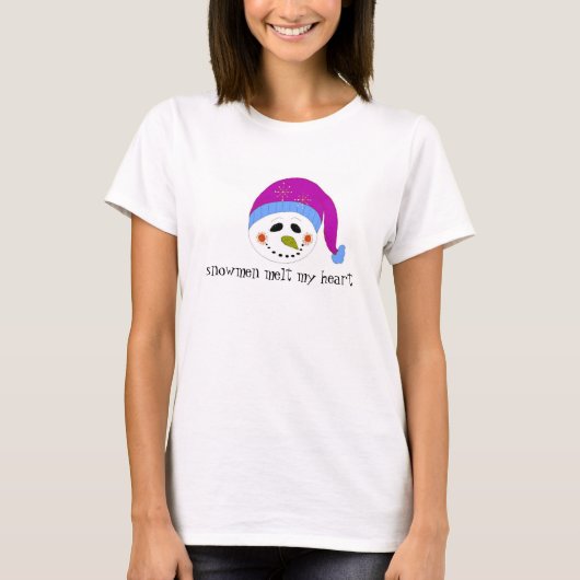 雪だるまが私のハートを溶かす Tシャツ (正面)