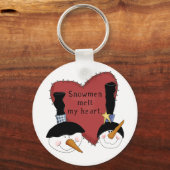 雪だるまが私のハートTシャツとギフトを溶かす キーホルダー (正面)