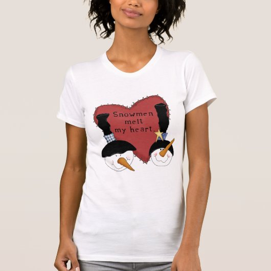 雪だるまが私のハートTシャツとギフトを溶かす Tシャツ (正面)