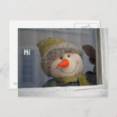 雪だるまが「こんにちは」と言う ポストカード (正面/裏面)