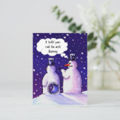 雪だるまがBeanを食べ除く ポストカード (スタンド正面)