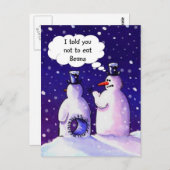 雪だるまがBeanを食べ除く ポストカード (正面/裏面)