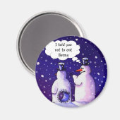 雪だるまがBeanを食べ除く マグネット (正面/裏面)