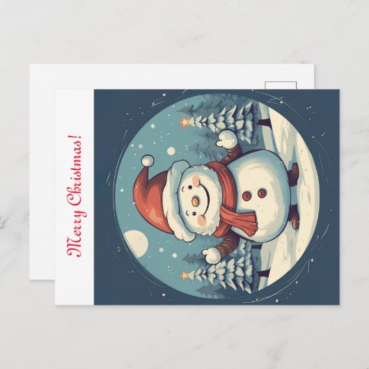 雪だるまことわざ結婚クリスマス ポストカード (正面/裏面)