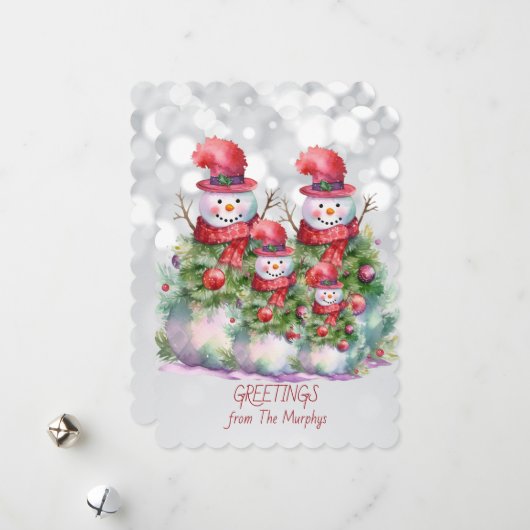 雪だるまご挨拶 シーズンカード (正面/裏面インサイチュ)