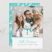 雪だるますてきクリスマス冬の風景フォトカード シーズンカード (正面/裏面)