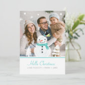 雪だるますてきクリスマス冬の風景フォトカード シーズンカード (スタンド正面)