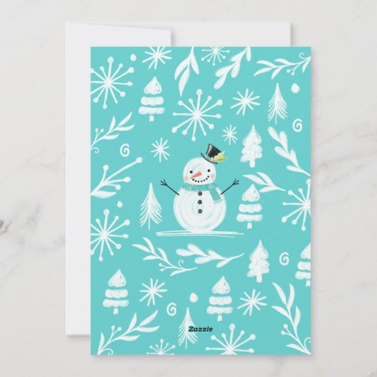 雪だるますてきクリスマス冬の風景フォトカード シーズンカード (裏面)