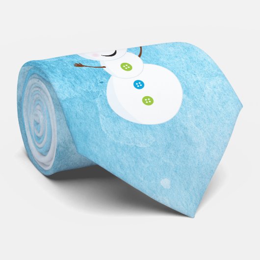 雪だるますてきサンタキャップテクスチャルブルー（名前あり） ネクタイ (ロール)