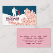 雪だるまとのんびり歩き、クリスマスパーティーの招待状 エンクロージャーカード (正面/裏面)