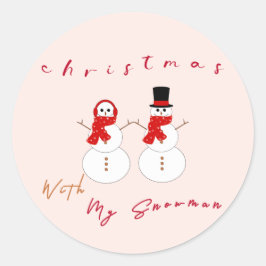 雪だるまとのクリスマス | かわいいクリスマスシール ラウンドシール