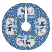 雪だるまとのラブラドールのクリスマス ブラッシュドポリエステルツリースカート (正面)