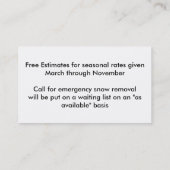 雪だるまとの除雪のテンプレート 名刺 (裏面)