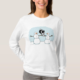 雪だるまとウィンターホリデー ボーダーコリー Tシャツ