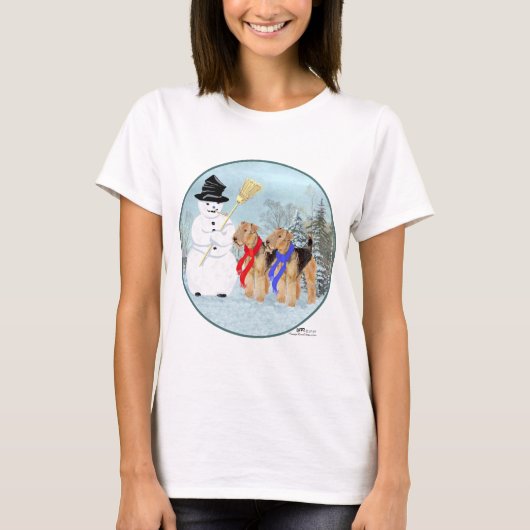 雪だるまとウェルシュテリア Tシャツ (正面)