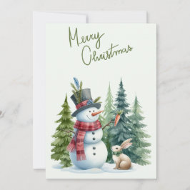 雪だるまとウサギのメリークリスマスカード シーズンカード