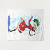 雪だるまとガールダンサーのタペストリー タペストリー (正面(横))