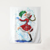 雪だるまとガールダンサーのタペストリー タペストリー (正面)