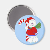 雪だるまとキャンディケイン マグネット (正面/裏面)