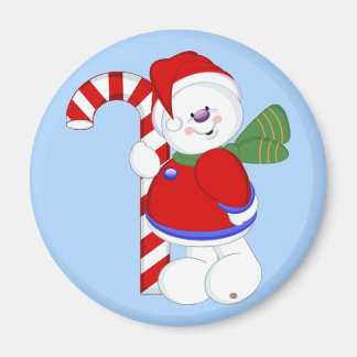 雪だるまとキャンディケイン マグネット