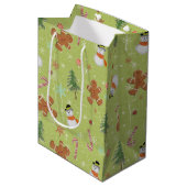 雪だるまとキャンディーキャン ミディアムペーパーバッグ (正面アングル)