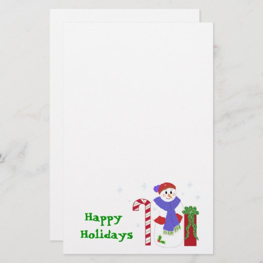 雪だるまとキャンディーケーンとギフト 便箋 (正面/裏面)