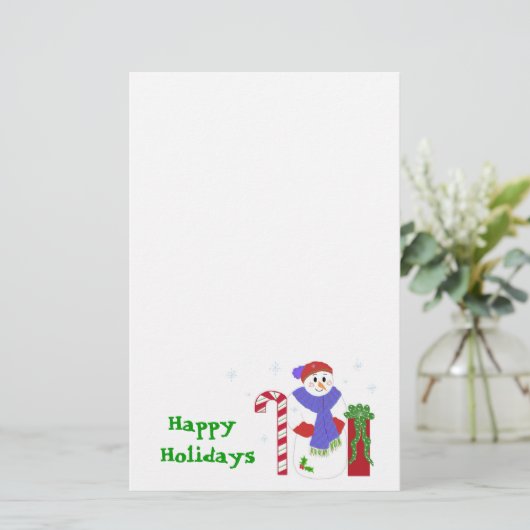 雪だるまとキャンディーケーンとギフト 便箋 (スタンド正面)