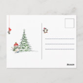 雪だるまとキュートな子供たちのクリスマスカード ポストカード (裏面)
