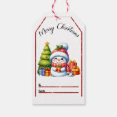 雪だるまとギフトと楽しいクリスマスラベル ギフトタグ (裏面)